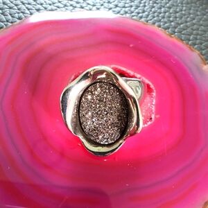 Designer HG Hagit Gorali 925 Drusy ring size 10 Israel